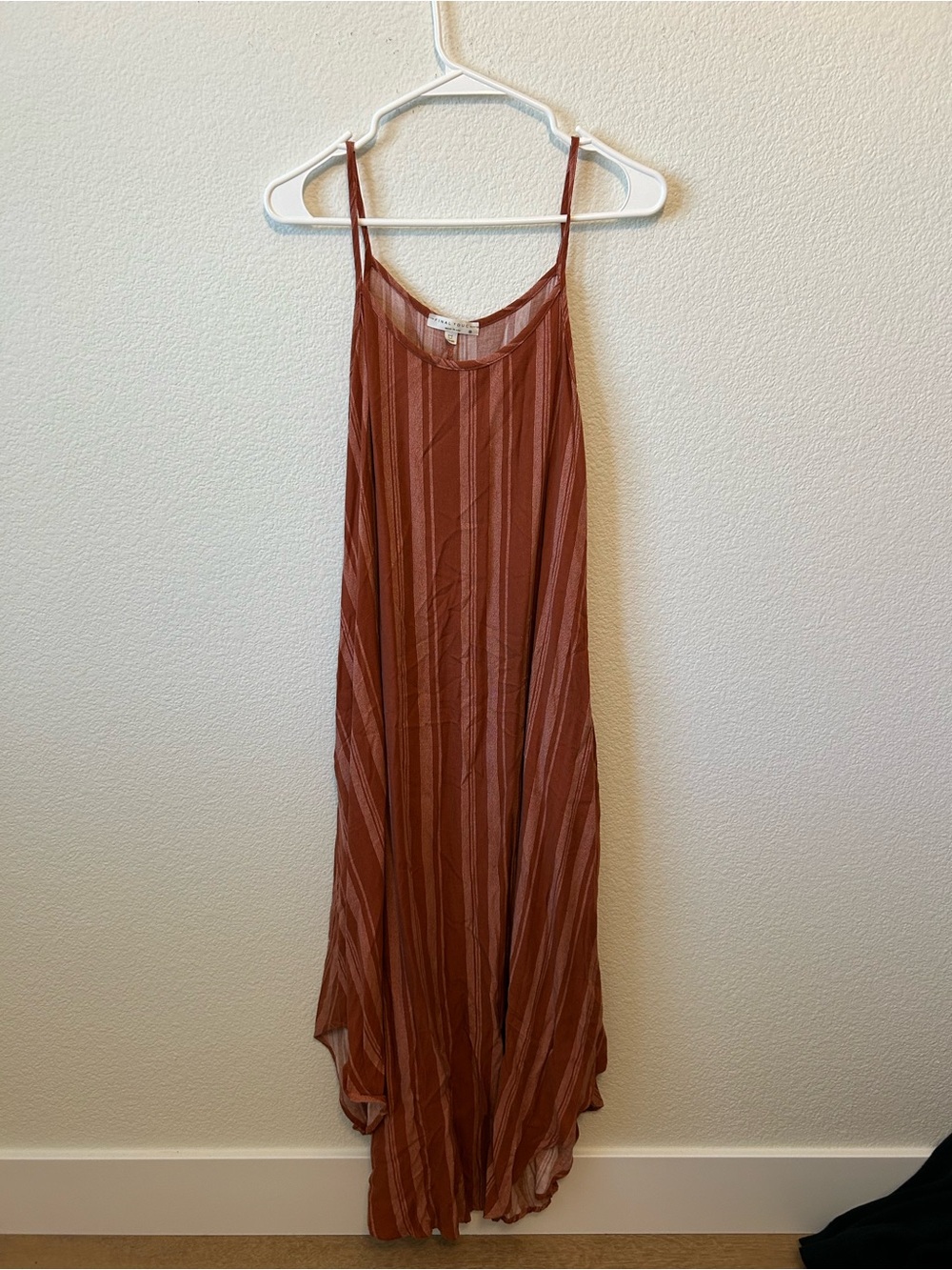 Final Touch Rust Striped Maxi Slip Dress